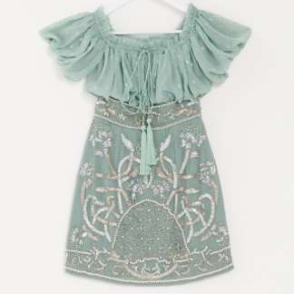Sage embellished dress